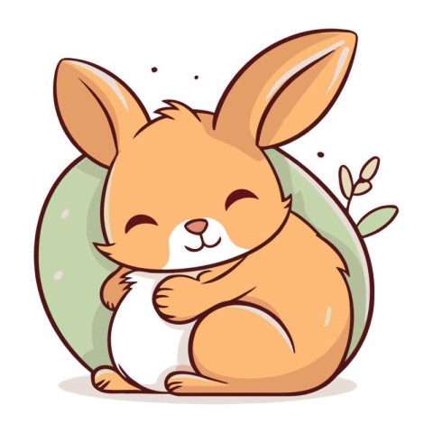 Cute rabbit sitting on the egg. Vector illustration in cartoon s