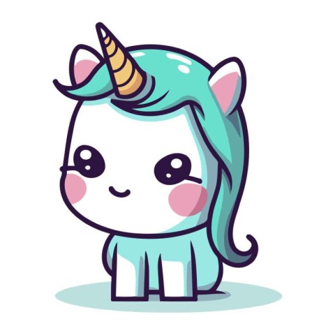 Cute cartoon unicorn. Isolated on white background. Vector illus