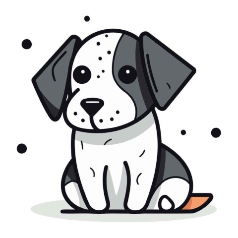 Cute dog sitting. Vector illustration in doodle style.