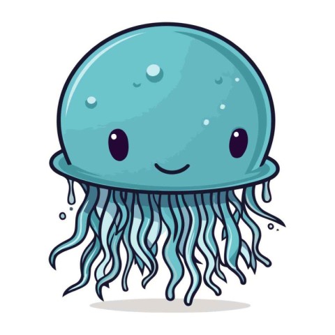 Cute cartoon jellyfish. Vector illustration of a sea animal.