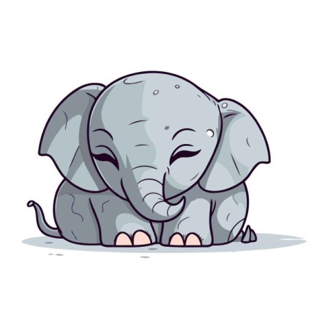 Cute cartoon elephant. Vector illustration isolated on a white b