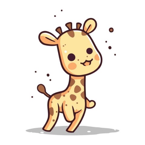 Cute giraffe cartoon character. Vector illustration on white bac