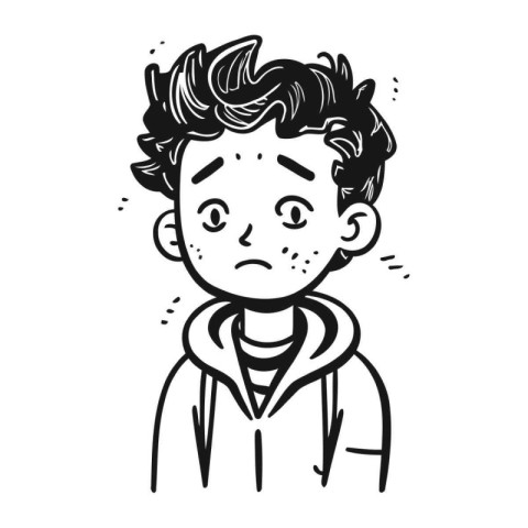 sick man with sore throat. vector illustration in doodle style