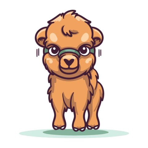 Cute cartoon baby bison. Vector illustration isolated on white b