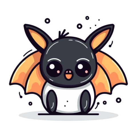 Cute cartoon bat. Vector illustration isolated on a white backgr