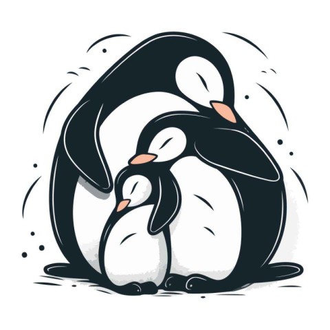 Penguin. Vector illustration of a cute penguin on a white backgr