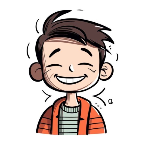 Illustration of a Cute Boy Smiling and Looking at the Camera