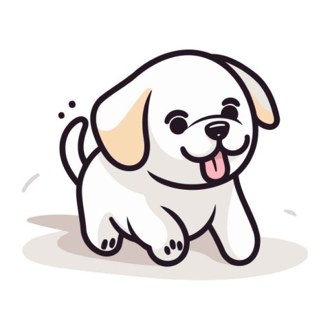 Cute cartoon dog. Vector illustration. Cute little dog.