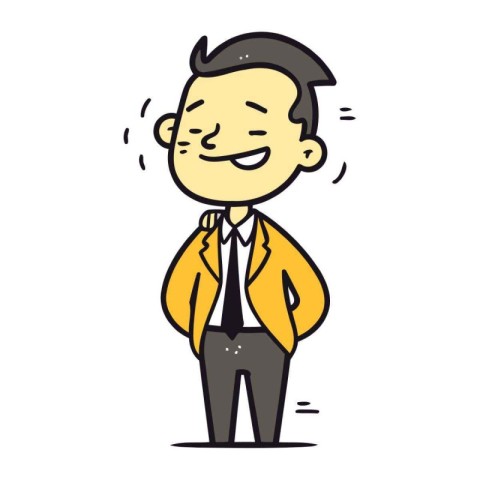 Cartoon happy smiling businessman in suit and tie. Vector illust