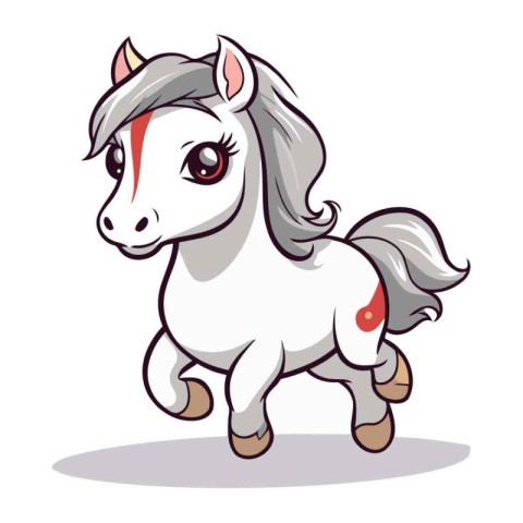 Cute cartoon pony isolated on a white background. Vector illustr