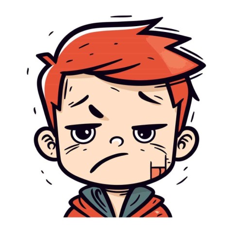 Angry boy cartoon vector illustration. Cute angry boy cartoon ch