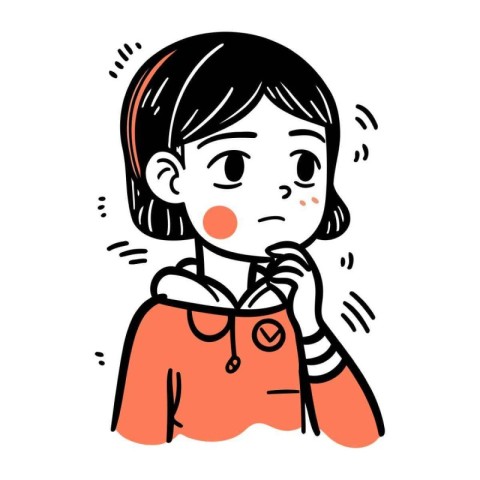 Illustration of a girl who has a cold. Vector illustration.