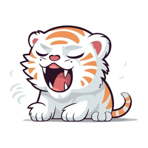 Cute cartoon tiger. Vector illustration isolated on a white back