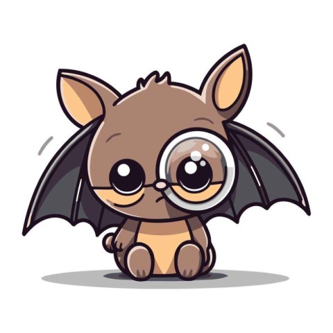 Cute little bat character cartoon vector illustration. Cute anim