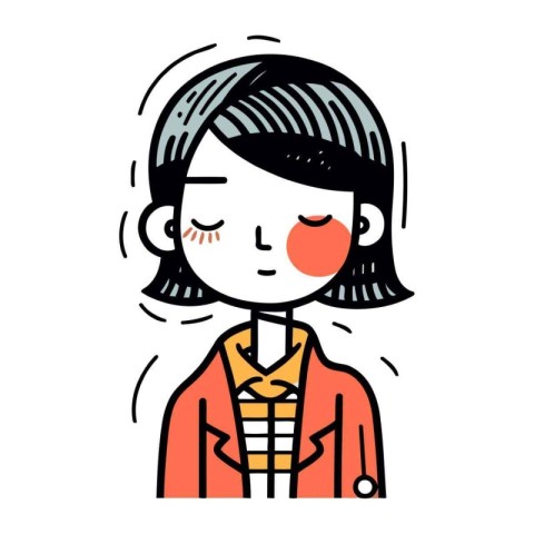 Illustration of a woman wearing a coat with a sad expression.