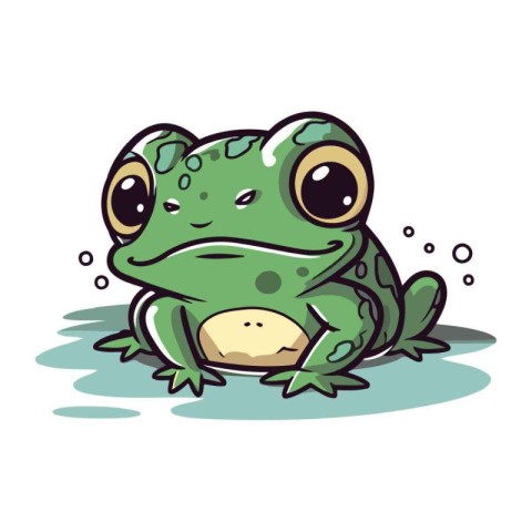 Cute cartoon frog isolated on a white background. Vector illustr