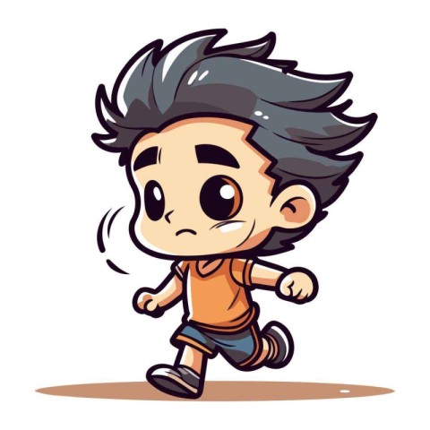 Vector illustration of a boy running. Cartoon style isolated on