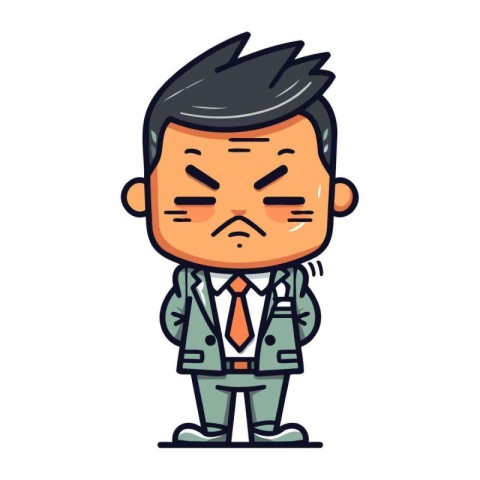 Angry Businessman Cartoon Character Mascot Vector Illustration.