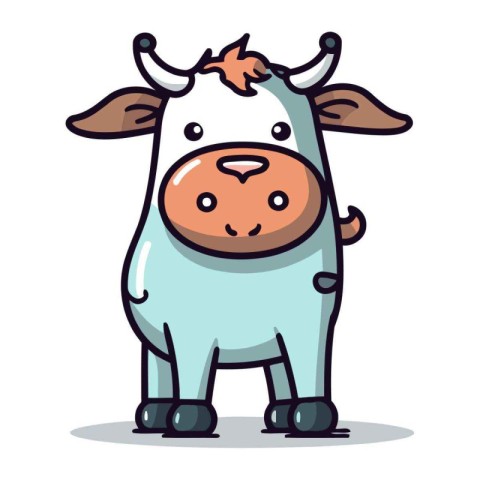 Cute cow cartoon vector illustration. Cute farm animal character