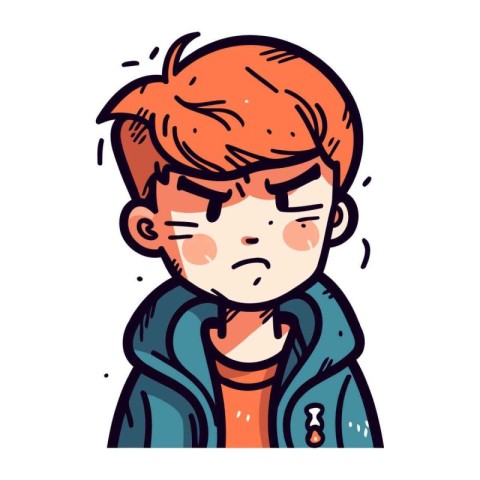 Sad boy. Vector illustration of a sad boy on a white background.