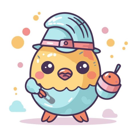 Easter egg character in a hat. Cute cartoon vector illustration.