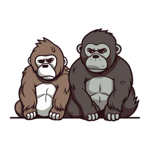 Gorilla and monkey. Vector illustration of a gorilla and monkey.