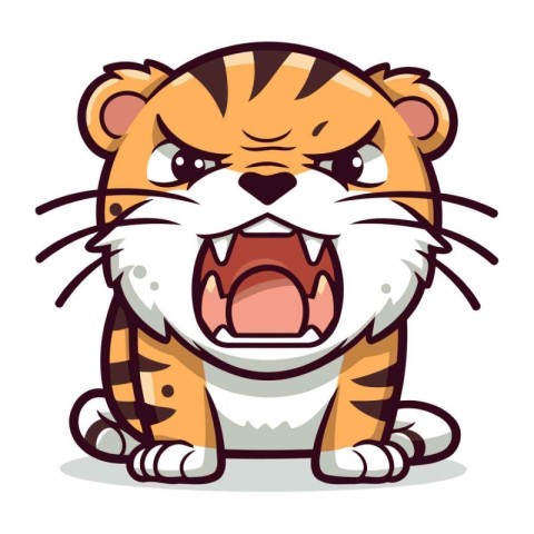 Angry Tiger Cartoon Mascot Character Vector Illustration Isolate