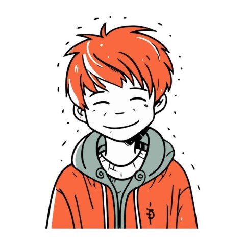 Vector illustration of a smiling red haired boy in a jacket.