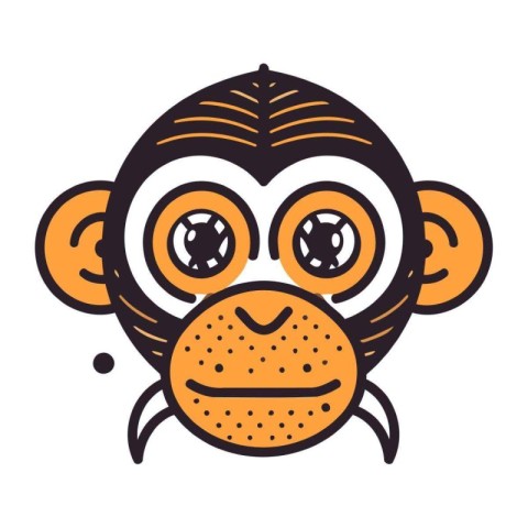 Monkey head. Cartoon character. Vector illustration on white bac