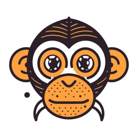 Monkey head. Cartoon character. Vector illustration on white bac