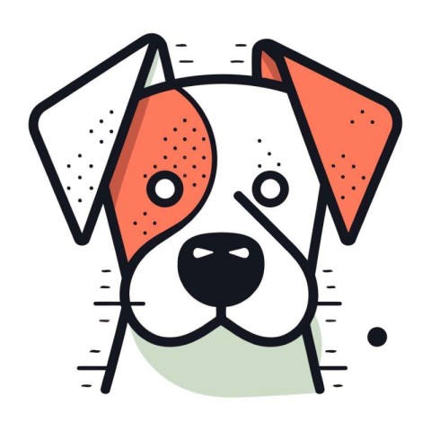 Cute cartoon dog head. Vector illustration in a flat design.