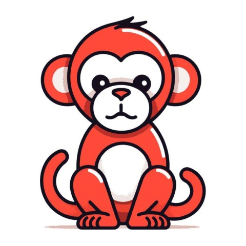 Cute cartoon monkey isolated on white background. Vector illustr