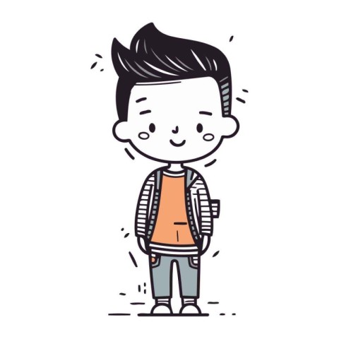 Cute boy with backpack. Vector illustration in doodle style.