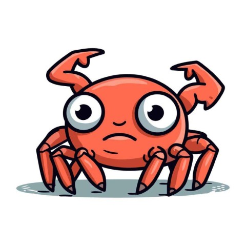 Crab cartoon character vector illustration isolated on white bac