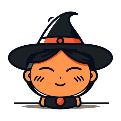 Halloween Cute Witch Vector Cartoon Character Icon Illustration