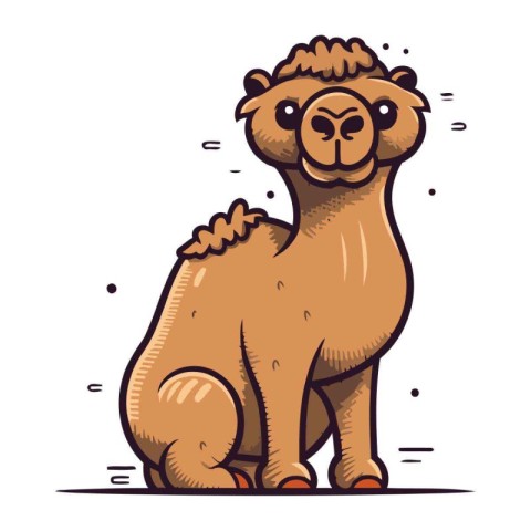 Camel vector illustration. Cute cartoon camel on white backgroun