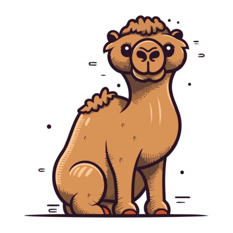 Camel vector illustration. Cute cartoon camel on white backgroun