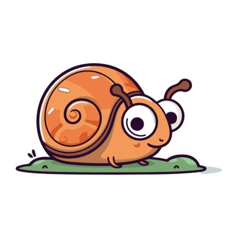 Cute cartoon snail. Vector illustration. Isolated on white backg