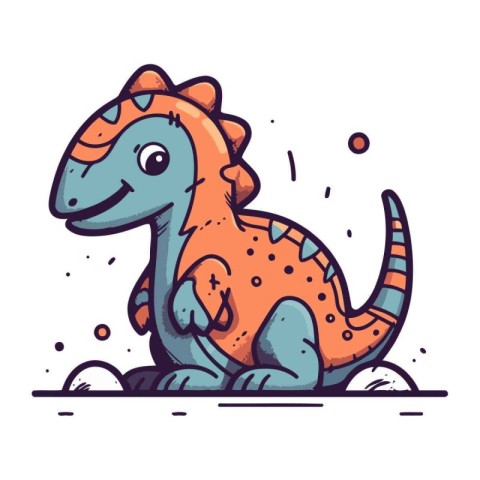 Cute dinosaur. Vector illustration. Isolated on white background