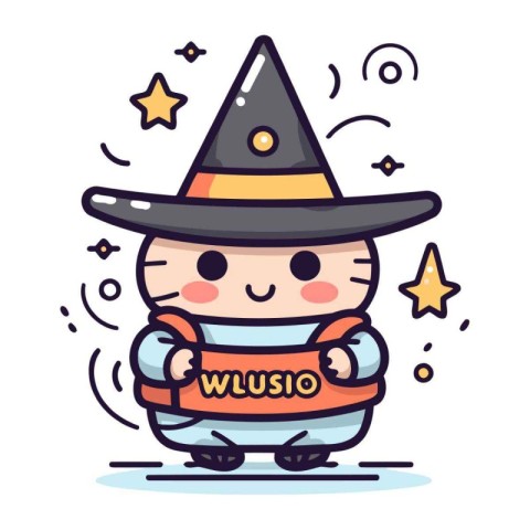 Cute little boy in a witch costume. Halloween. Vector illustrati