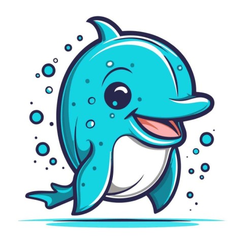 Cute cartoon dolphin. Vector illustration of a cute cartoon dolp