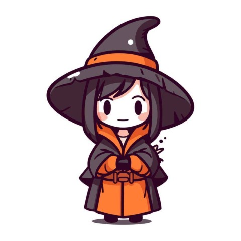 Witch girl cartoon character vector design. Halloween costume. V