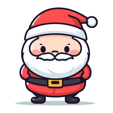 Cute Santa Claus Character Vector Illustration. Cartoon Santa Cl