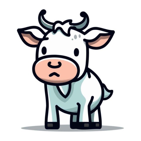 Cute Cow Cartoon Character Vector Illustration. Cute Farm Animal