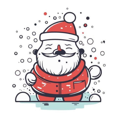 Santa Claus in a red coat and hat with a mustache. Vector illust