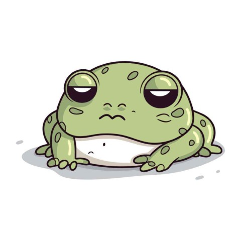 Frog cartoon character. Vector illustration of a cute green frog