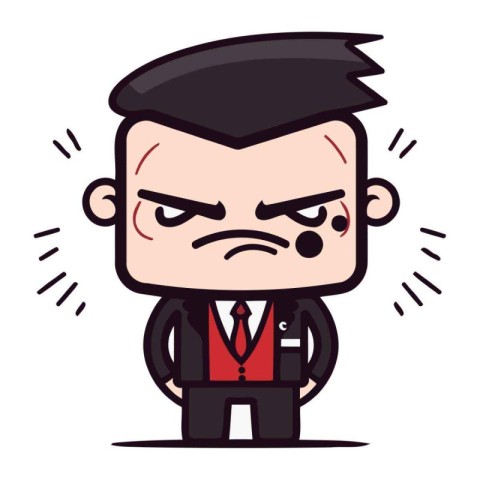 Angry boss cartoon character. Vector illustration in a flat styl