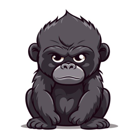 Angry gorilla cartoon mascot isolated on white background. Vecto