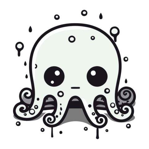 Cute octopus. Vector illustration. Isolated on white background.