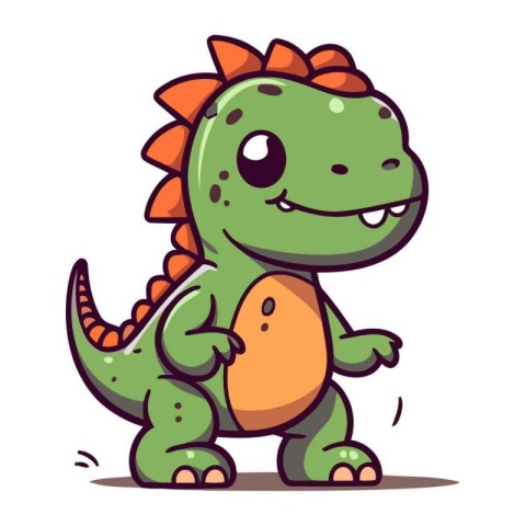 Cute cartoon dinosaur. Vector illustration isolated on a white b